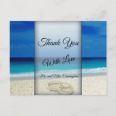 Strand bruiloft scène met ringen dank u - briefkaart (Voorkant)