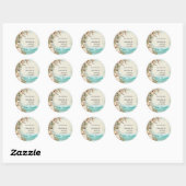 Strand bruiloft schelpen ronde sticker (Vel)