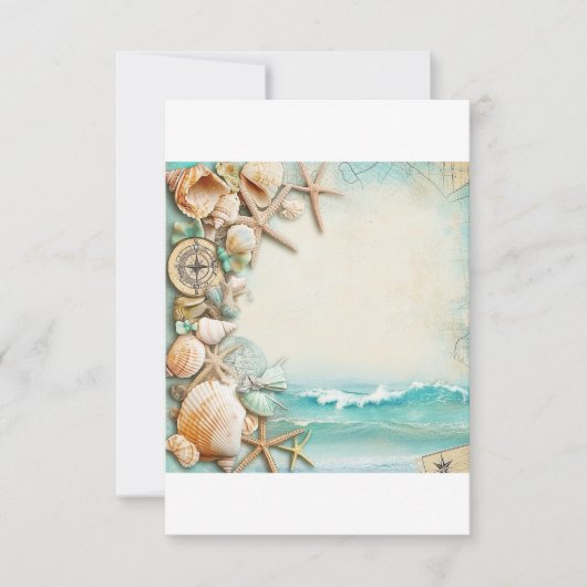 Strand bruiloft schelpen RSVP kaartje (Voorkant)