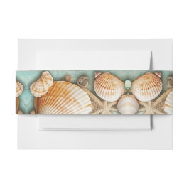 Strand bruiloft schelpen uitnodigingen wikkel