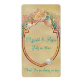 Strand bruiloft schelpen wijn / water labels (Voorkant)