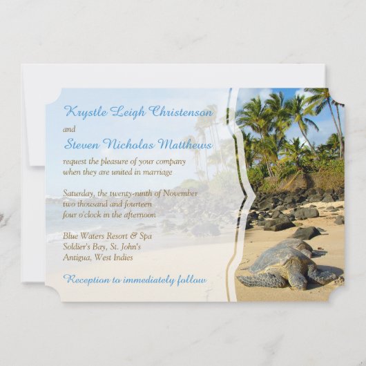 Strand bruiloft | Schildpadden | Oceaan | Palmbome Kaart (Achterkant)
