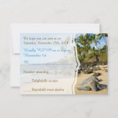 Strand bruiloft | Schildpadden | Oceaan | Palmen | RSVP Kaartje (Achterkant)