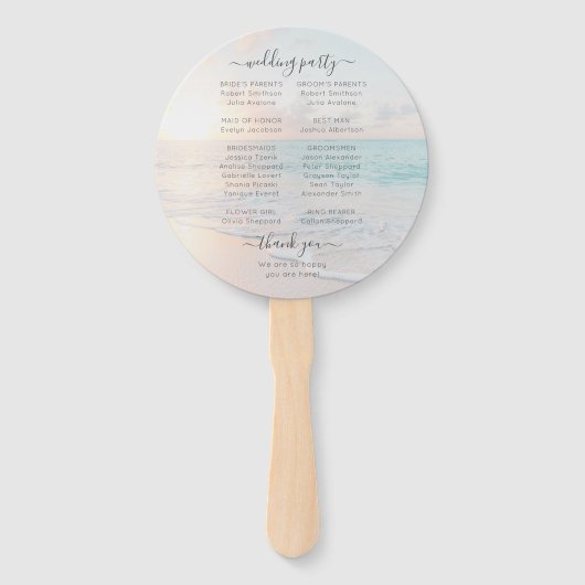 Strand Bruiloft Seashell Fotoprogramma Fan Handwaaier (Achterkant)