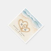 Strand bruiloft servetten met zand hart ontwerp (Hoek)