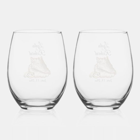 Strand bruiloft Shell & ringen gepersonaliseerd Wijnglas Zonder Voet (Achterkant)