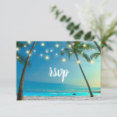 Strand Bruiloft Slingers Palmbomen Bruiloft RSVP Kaartje (Staand voorkant)