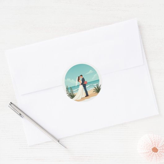 Strand bruiloft Sticker (Envelop)