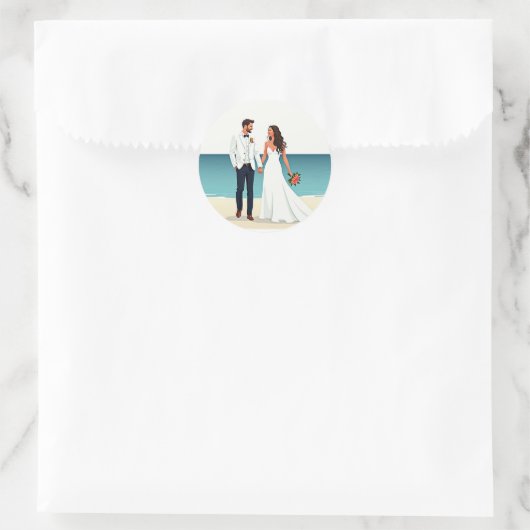 Strand bruiloft Sticker (Tas)