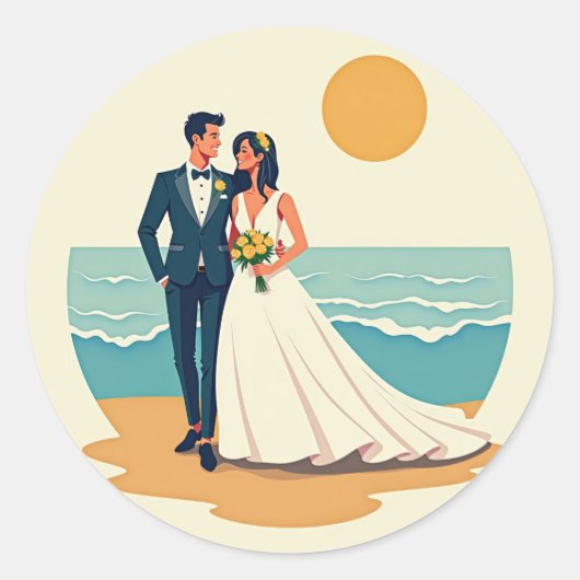 Strand bruiloft Sticker (Voorkant)