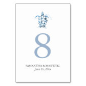 Strand Bruiloft Tafel Aantal Kaarten Zee Schildpad (Achterkant)