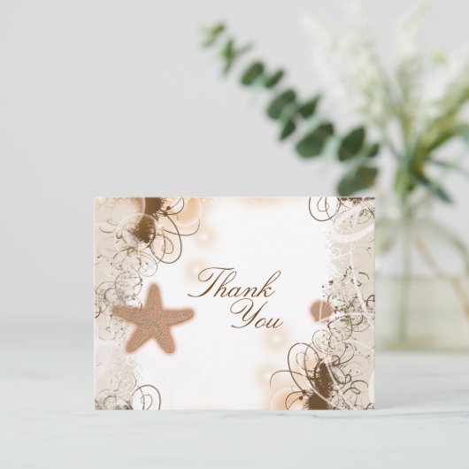 Strand bruiloft thema ~ dank u briefkaart (Staand voorkant)