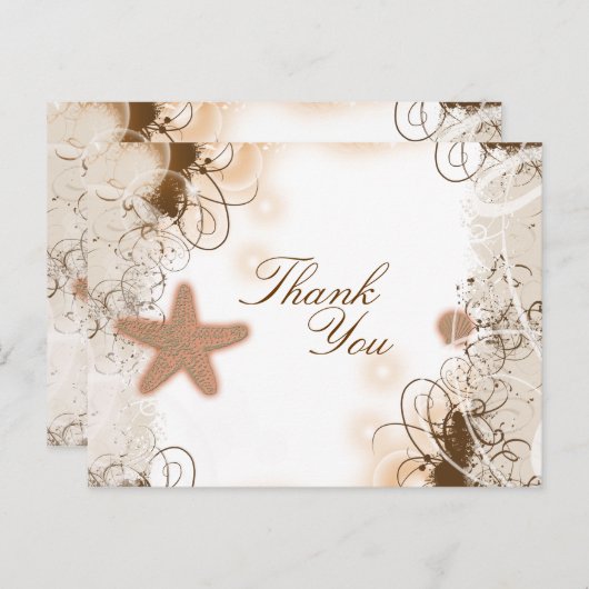 Strand bruiloft thema ~ dank u briefkaart (Voorkant / Achterkant)