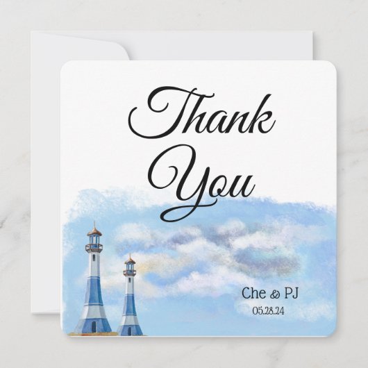 Strand bruiloft thema dank u Briefkaart (Voorkant)