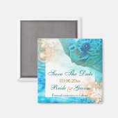 Strand bruiloft thema "save the date" schildpad magneet (Voorkant / Achterkant)