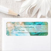 Strand bruiloft thema schildpad blauw adres etiket (Insitu)