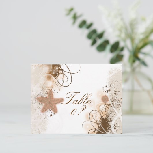 Strand bruiloft thema ~ tafel nummer kaart (Staand voorkant)