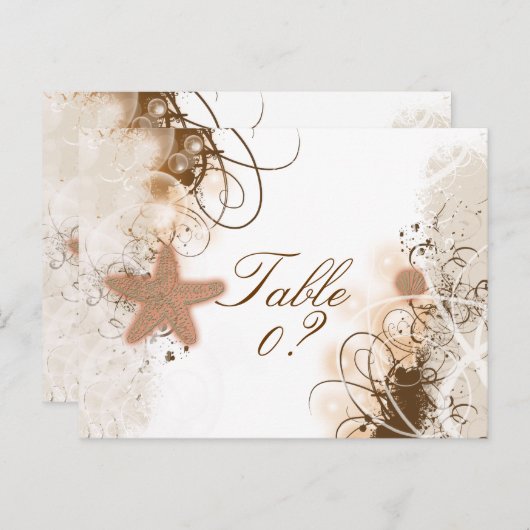 Strand bruiloft thema ~ tafel nummer kaart (Voorkant / Achterkant)