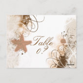 Strand bruiloft thema ~ tafel nummer kaart (Achterkant)