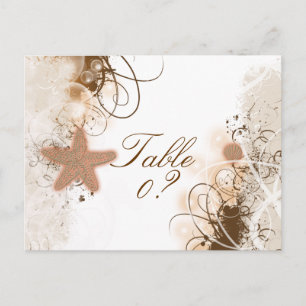 Strand bruiloft thema ~ tafel nummer kaart
