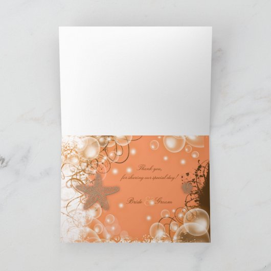 Strand bruiloft thema ~ tafel plaatsing voor 2 per bedankkaart (Binnen)