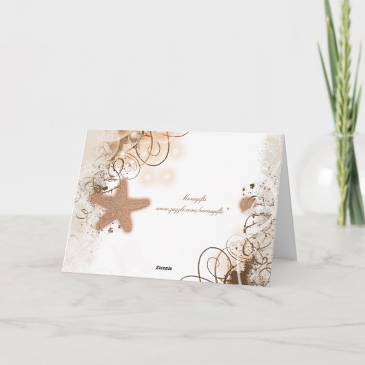 Strand bruiloft thema ~ zitplaatsindeling aan tafe bedankkaart (Achterkant)