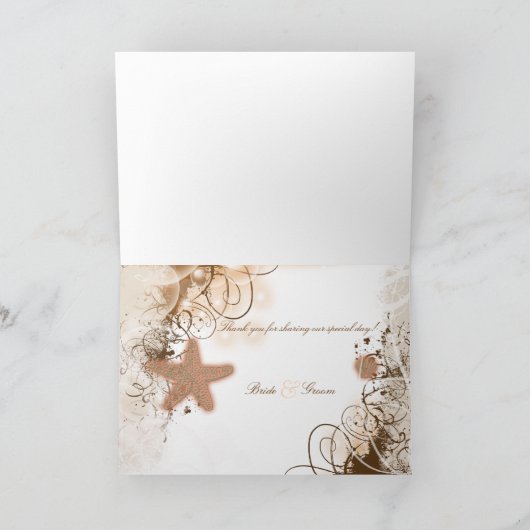 Strand bruiloft thema ~ zitplaatsindeling aan tafe bedankkaart (Binnen)