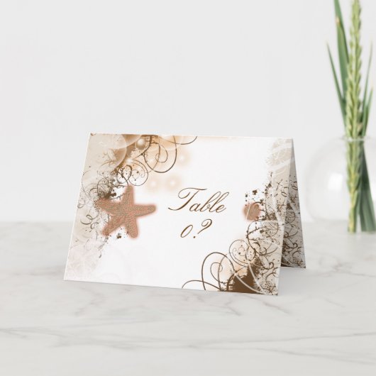 Strand bruiloft thema ~ zitplaatsindeling aan tafe bedankkaart (Voorkant)