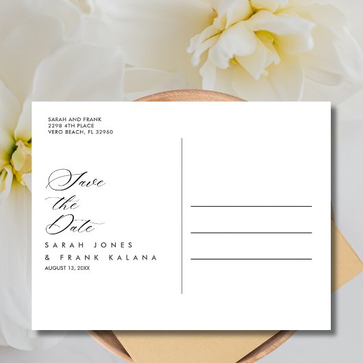 Strand Bruiloft Tropische Bloemen Save the Date Aankondigingskaart