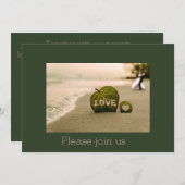 Strand bruiloft uitnodiging met liefde (Voorkant / Achterkant)