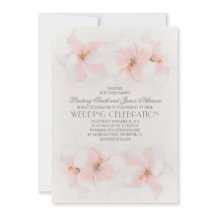 Strand bruiloft uitnodiging met roze bloemen