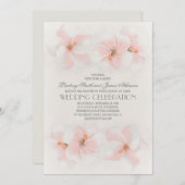 Strand bruiloft uitnodiging met roze bloemen (Voorkant / Achterkant)