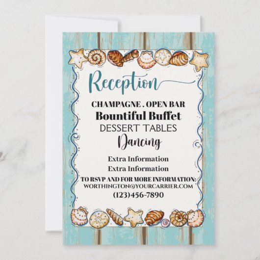 Strand bruiloft uitnodiging Sjabloon versie 2 (Achterkant)