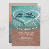 Strand bruiloft uitnodiging, tropische bruiloft kaart (Voorkant / Achterkant)