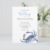 Strand bruiloft uitnodigingen Waterverf krab (Staand voorkant)