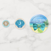 Strand Bruiloft Uw foto Zeeschelpen Palm Gem Bow Confetti (Achterkanten)