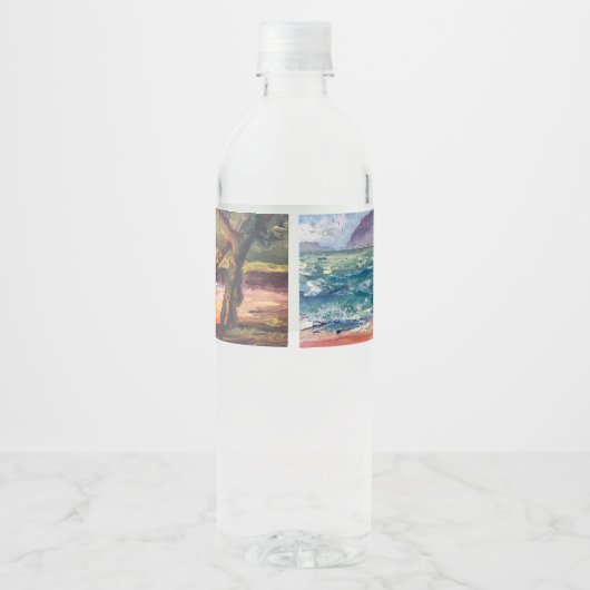Strand bruiloft water fles cadeau waterfles etiket (Achterkant)