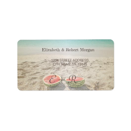 Strand Bruiloft Watermeloen Bruiloft Label (Voorkant)