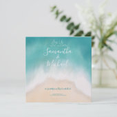 Strand bruiloft waterverf Island Uitnodiging (Staand voorkant)