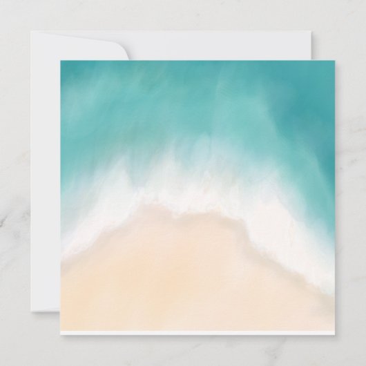 Strand bruiloft waterverf Island Uitnodiging (Achterkant)