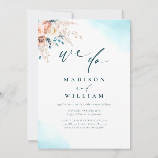 Strand bruiloft Waterverf Kaart (Voorkant)