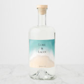 Strand bruiloft waterverf labels likeurfles etiket (Voorkant)