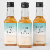 Strand bruiloft waterverf labels likeurfles etiket (Flessen)