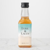 Strand bruiloft waterverf labels likeurfles etiket (Voorkant)