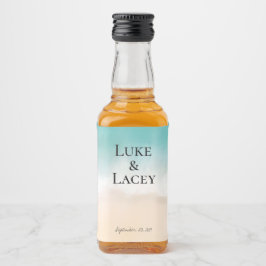 Strand bruiloft waterverf labels likeurfles etiket
