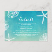 Strand Bruiloft Waterverf Seashells Details Informatiekaartje (Voorkant)