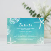 Strand Bruiloft Waterverf Seashells Details Informatiekaartje (Staand voorkant)