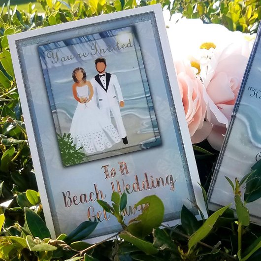 Strand bruiloft weg te komen folie uitnodiging