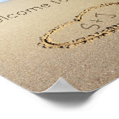 Strand Bruiloft Welkom Bord Zand Hart Initialen Poster (Hoek)
