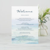 Strand bruiloft welkom reisbeschrijving brief programmakaart (Staand voorkant)